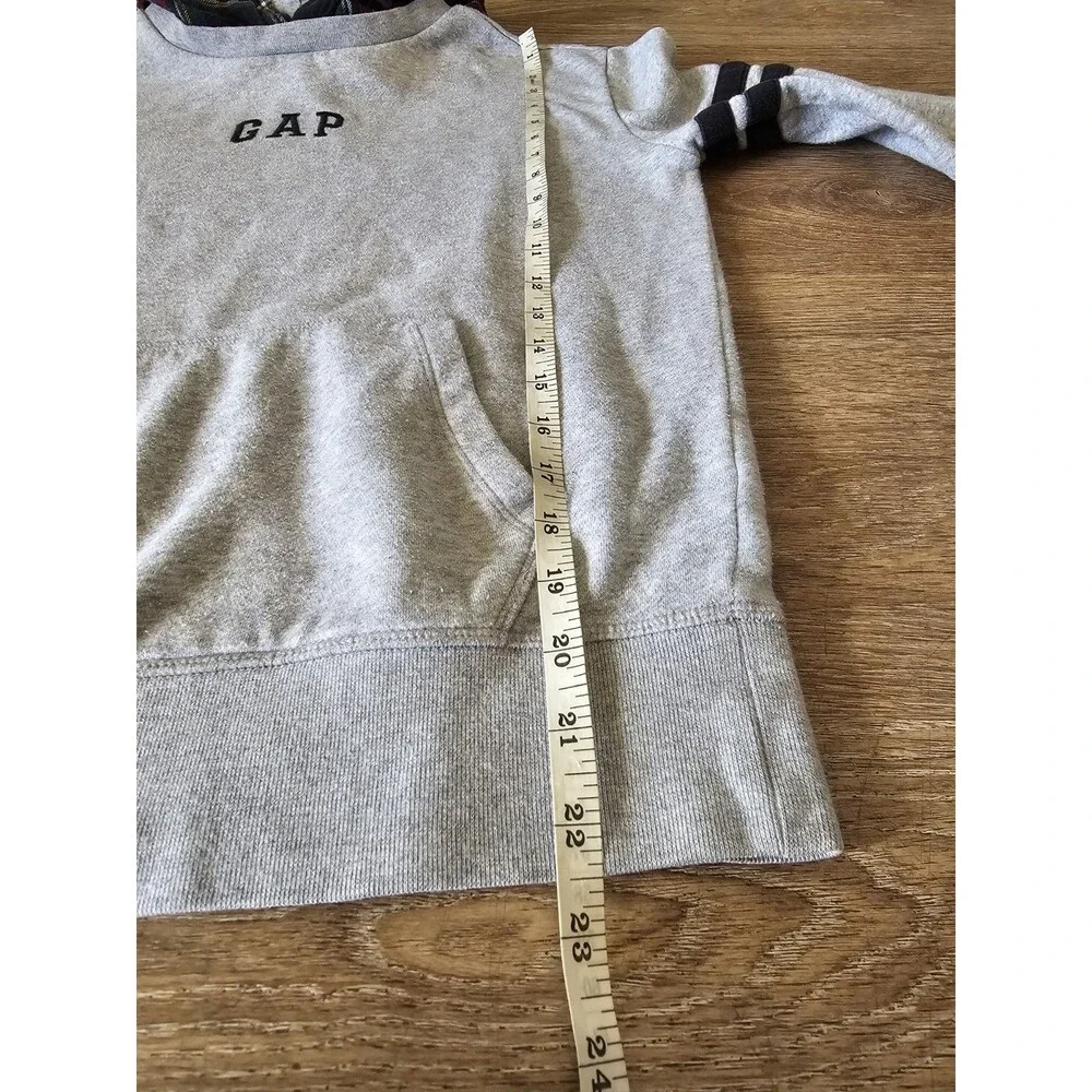 GAP Kids Pullover Hoodie Youth Size XL Grey Plaid Hood Vintage - Picture 4 of 6